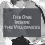 Text (The One Inside the Villainess) and Background (One lade and man in manga style illustration)